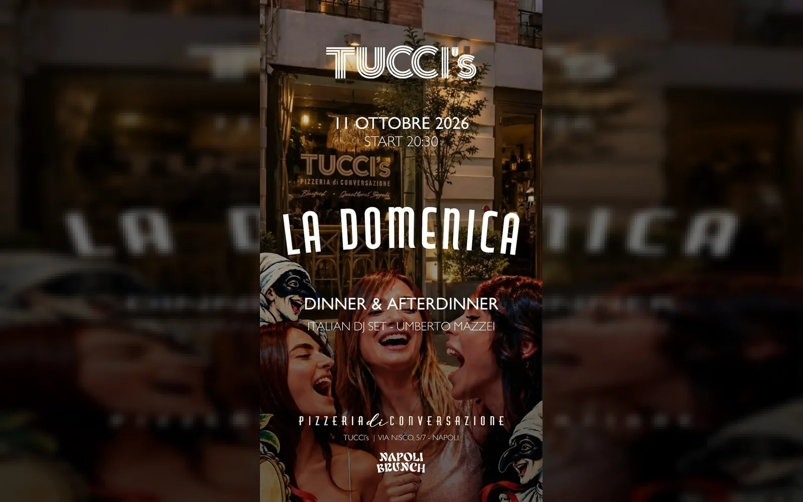 Tucci’s x Napoli Brunch: dinner e afterdinner l’11 ottobre