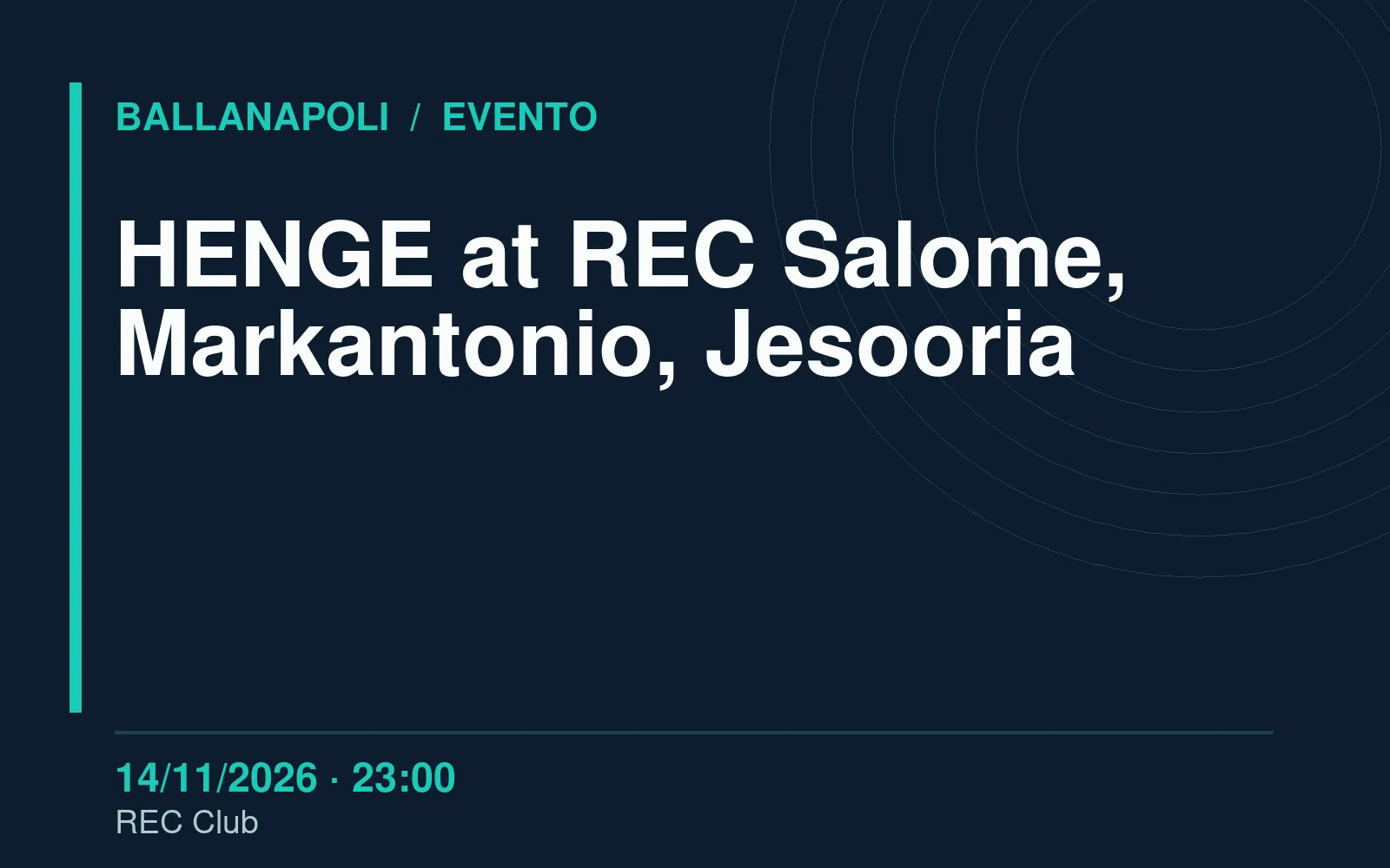 HENGE at REC Salome, Markantonio, Jesooria