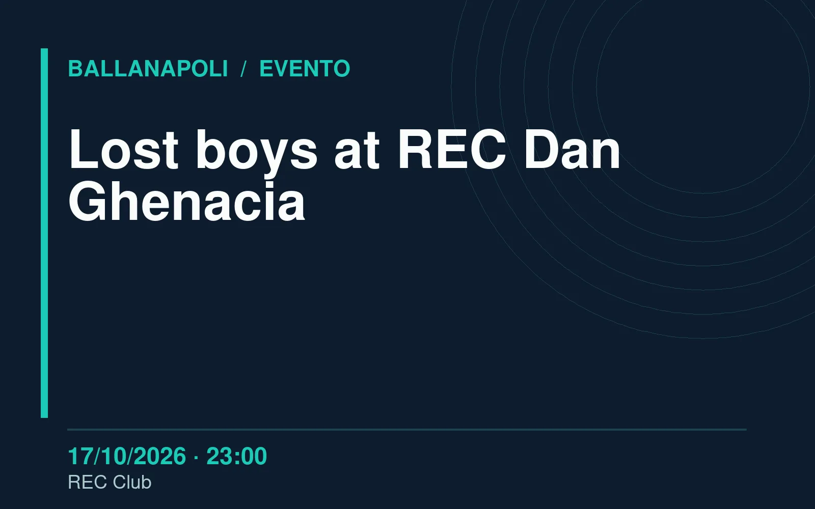 Lost Boys con Dan Ghenacia al REC Club